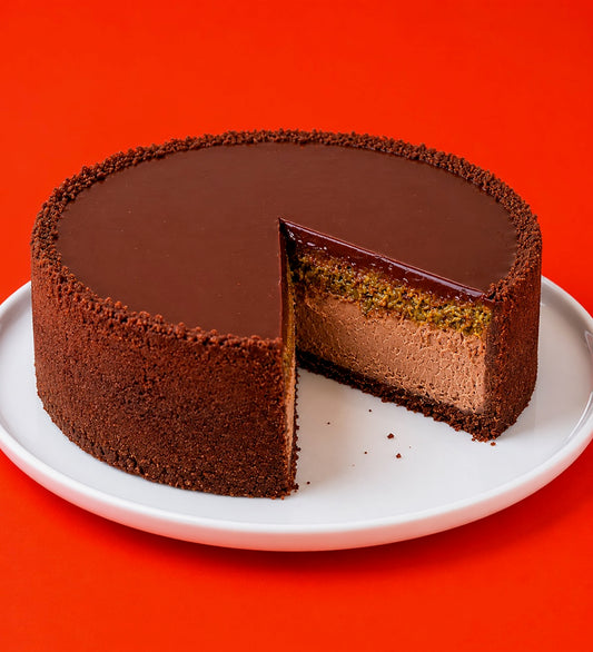 Sernik Dubajski – czekoladowy cheesecake z pistacjowym nadzieniem